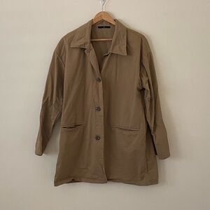 Cotton Khaki Trench Relaxed Fit Jacket Small